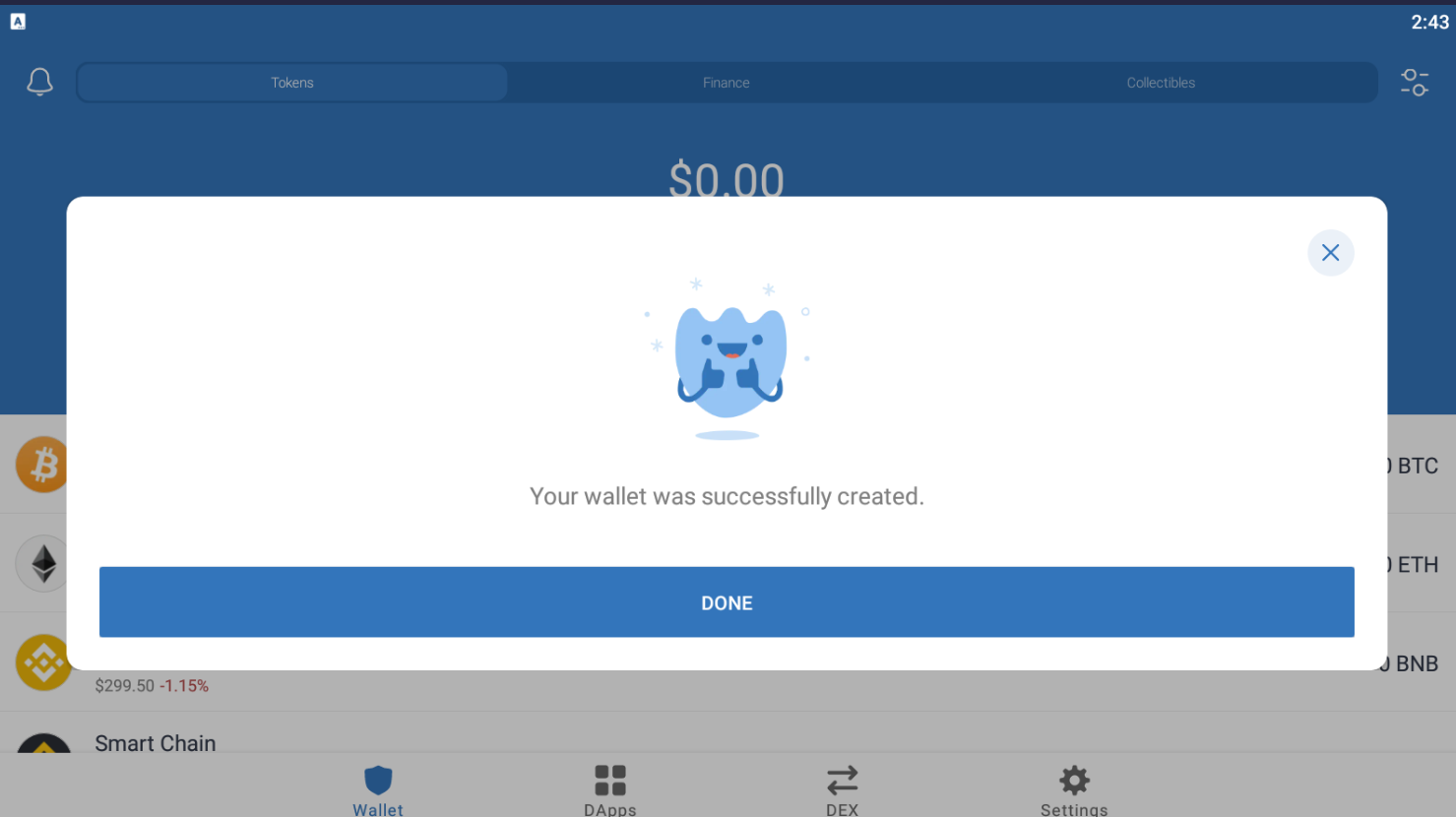 trust created_wallet